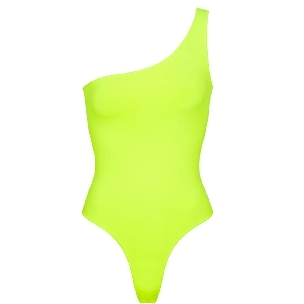 Skims XXS/XS ESSENTIAL ONE SHOULDER BODYSUIT yellow highlighter NWT